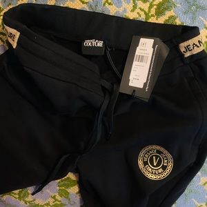 Versace Jeans Couture NWTs black joggers with gold banding size medium womens